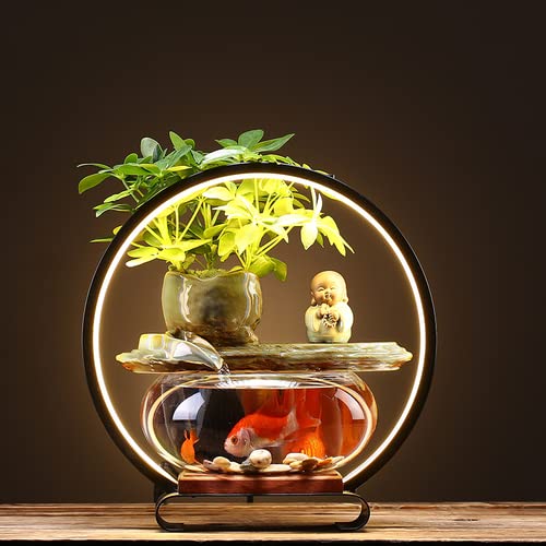 Mini Aquarium Bürodekoration Aquarium Box Dekoration Aquarium Aquarium Kleine Fischtank Umlaufende ökologische Landschaftsdekoration Kleines Aquarium(G) von Xumh2024-3