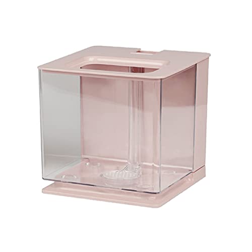 Mini Aquarium Desktop-Kreativ-Aquarium, Wohnzimmer, kleiner Goldfisch, Kampffisch-Aquarium, kostenloser Wasserwechsel, Büro-Dekoration, Zierfisch-Aquarium Kleines Aquarium(Pink) von Xumh2024-3