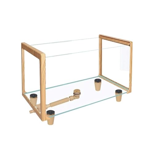 Mini Aquarium Holzrahmen Schildkrötenaquarium Ultraweißes Glas Aquarium Transparentes Glas Aquascape Fisch Schildkröte Mischtank Kleines Aquarium(40x21x24cm) von Xumh2024-3