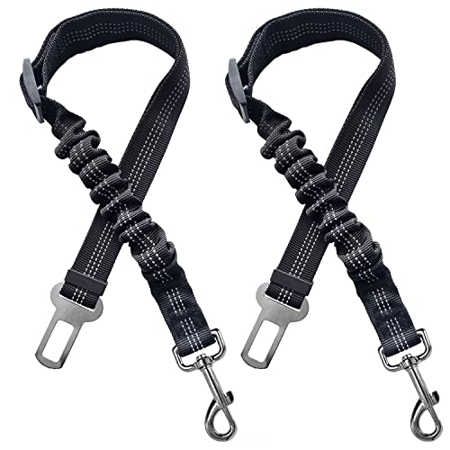 Xundefeng 2 Stücke Hundegurt fürs Auto Hund Geschirre Sicherheitsgurt Hundeleine Leine Anti Shock Ruckdämpfer Haustier Katze Hunde Bungee Flexileine Einstellbar Lead Clip Sicherheitsgurte von Xundefeng