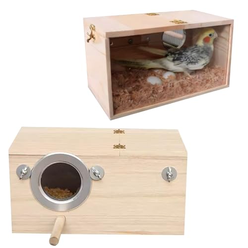 Sittich Nistkasten Transparent Papagei Brutkasten mit Sitzstange Holz Vogelkäfig Haus für Nymphensittiche Lovebirds Wellensittiche Conure Kanarienvögel M von Xungieto