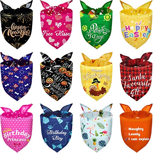 12 Stück Feiertag Hundehalstücher Valentinstag Hund Bandanas St. Patrick's Day Haustier Lätzchen Ostern Hund Schal Geburtstag Sommer Hawaii patriotisch Halloween Haustiere Festival Kostüm Zubehör von Xuniea