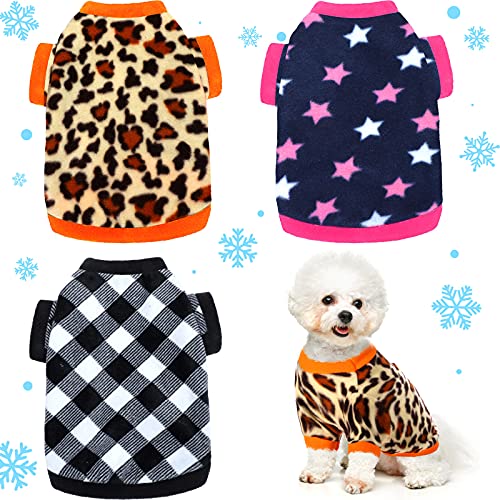 3 Stück Winter-Hunde-Kleidung, warme Hunde-Shirts, weiches Fleece, Welpen-Kleidung, bunte Verdickung, Hunde-Pyjama, Winter-Outfits, Hundepullover für kleine Haustiere, Hunde, Katzen, Teddy, L von Xuniea