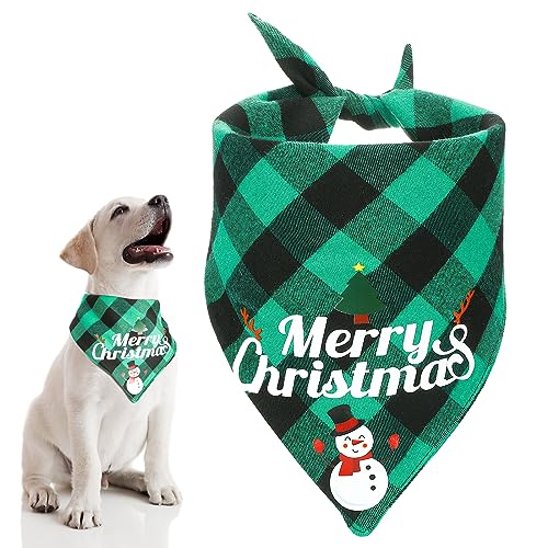 Hunde Bandana Weihnachten Haustier Schal Weihnachten Hundekostüm Zubehör Verstellbar Waschbar Katze Halstuch Umkehrbar Büffel Kariert Dreieck Lätzchen für Fest Geburtstag (Schneemann) von Xuniea