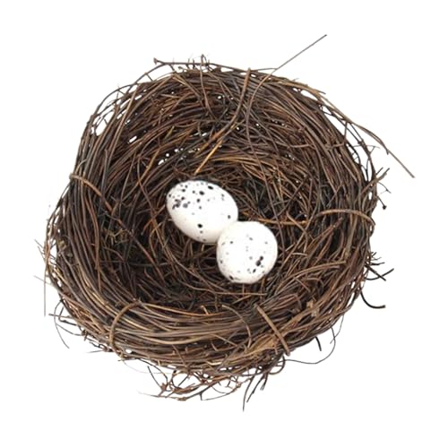 Xweptuy Fake Bird Nest, simuliert Rattan gewebte Vögel Nest, Natrual realistische 4 -Zoll -Vogelnester mit 2 Vogeleiern für Garten Yard Home Party Osterndekoration von Xweptuy