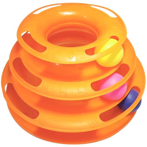 Xweptuy Katzenspielzeug für Innenkatzen, 3 Levels Roller -Track -Turm Interaktives Katzenspielzeug mit Plastikkugel, Plastik -Puzzle -Spielzeugkatze Spielzeug für Innenkatzen Kätzchen von Xweptuy