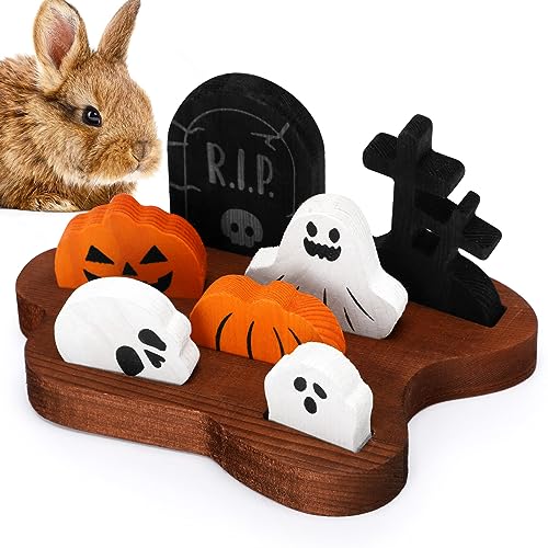 Xylolfsty 8 PCS Halloween Bunny Chew Toys Graveyard Theme Wooden Toys for Hamsters Chinchillas Meerschweinchen Rennmäuse Ratten Eichhörnchen und andere kleine Haustiere Tier Zähne Schleifen von Xylolfsty