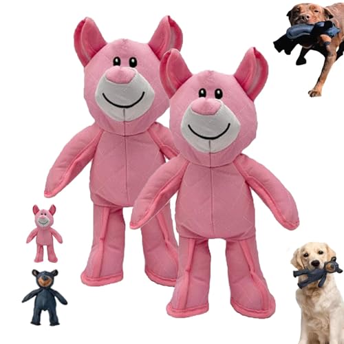 Y-M-H Unzerbrechliches Bären-Hundespielzeug, Unzerbrechlicher extremer Bär, verbesserte Version, Hundespielzeug für Aggressive Kauer, um sie zu beschäftigen (Pink+Pink) von Y-M-H