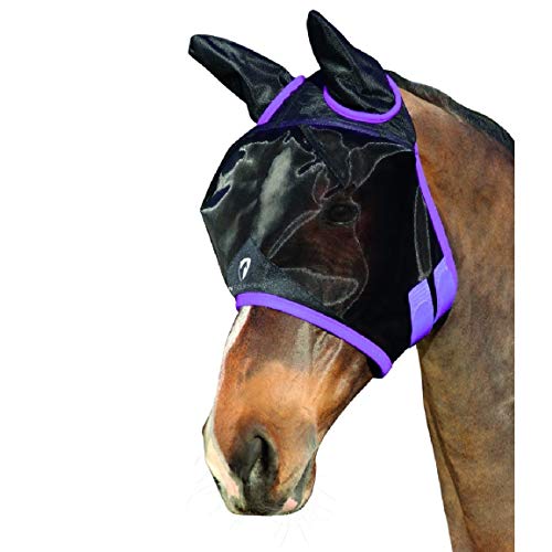 HY Mesh Half Mask with Ears Fly Mask Small Pony Black Grape Royal von Y&H