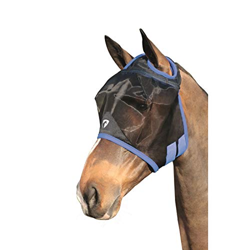 Hy Mesh Half Mask Without Ears Fly Mask Small Pony Black Palace Blue von Y&H