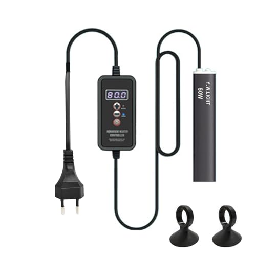 Y.W.Licht Aquarium Heizung Heater 50W Thermostat Heizung mit Digitalem Display Süßwasserbecken bis zu 35L für Aquarien, Aquarium kleine Schildkröten- und Fischbecken von Y.W.Licht