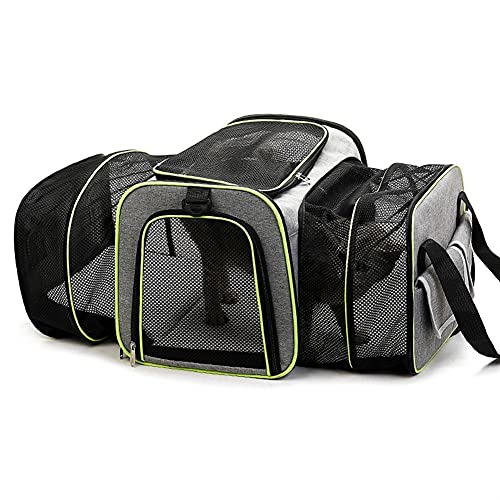 Hundetragetasche, tragbare 2-seitig Erweiterbar Katzentransportbox Hundetragetasche Katzen Transportboxen, Faltbare Reise Transporttasche für Hunde Katzen im Auto, 45 * 30 * 32cm von YADLCR