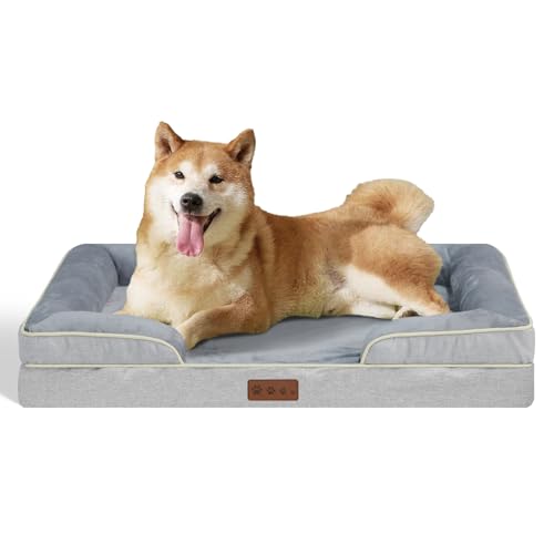 YAEM Orthopädisches Hundebett, 88,9 x 63,5 x 16,5 cm (L x B x H), Grau von YAEM