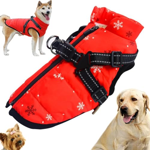 Sport – Wasserdichte Winterjacke mit integriertem Geschirr, Hundejacke mit Geschirr, kleiner Hundemantel mit integriertem Geschirr, reflektierende und verstellbare, bequeme Haustierweste ( Color : Sno von YAERLE