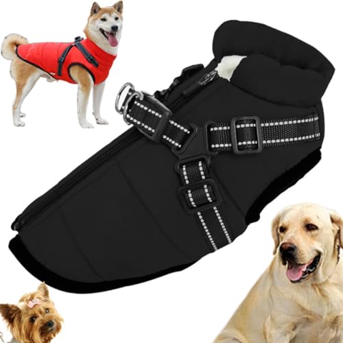 Sport – Wasserdichte Winterjacke mit integriertem Geschirr, Hundejacke mit Geschirr, kleiner Hundemantel mit integriertem Geschirr, reflektierende und verstellbare, bequeme Haustierweste ( Color : Sva von YAERLE