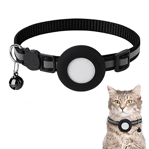 Katze GPS Tracker Halsband Reflektierendes Nylon Halsband mit Silikon Wasserdicht Airtag Halter Case Bell und Sicherheitsschnalle für Katze und Welpen von YAFIYGI