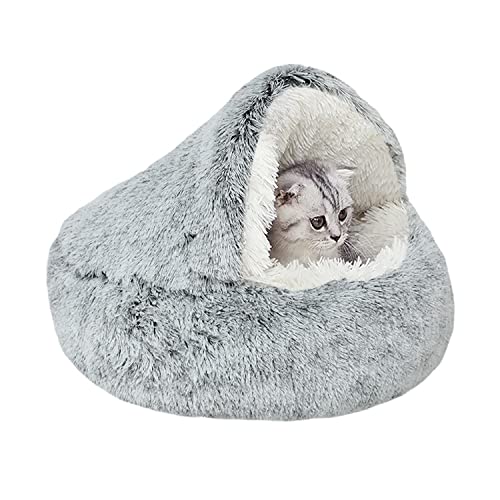 YAGE Beruhigendes Katzenbett,Flauschiges Plüsch-Kätzchenbett,waschbares Anti-Angst-Welpenbett,Haustierbett für kleine Hunde weicher Warmer Donut-Katzenschlafsack.No.: 015002802-0001(M-50cm) von YAGE