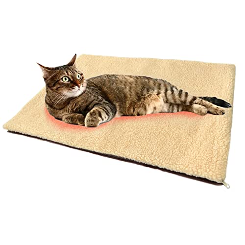 YAGE Haustierbett-Matte für Hunde und Katzen, nicht elektrisch, selbstwärmend, weich, warm, maschinenwaschbar, wiederverwendbar (braun, 60 cm) von YAGE