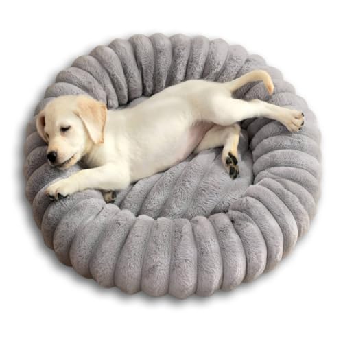 YAGE Hundebett, waschbar, Plüsch, beruhigend, Anti-Angst, Donut-Hundesofa, rutschfeste Unterseite, orthopädische Hundematte, Grau, 70 cm von YAGE