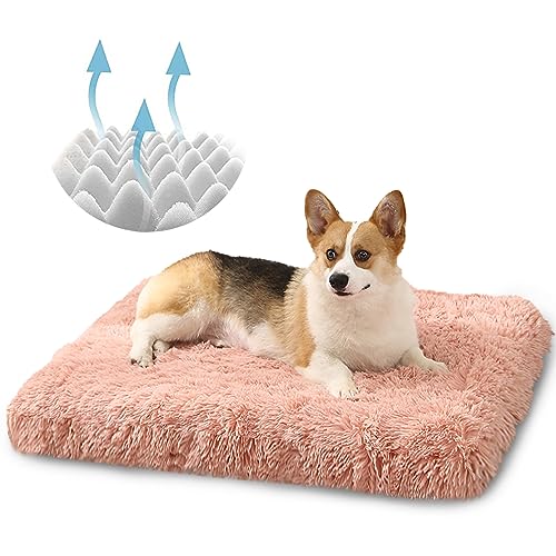 YAGE Hundebett waschbar – Memory-Schaum, orthopädisches Hundebett und Matratzenmatte für Hundebox, langes Plüsch-Hundebett, ultraweiches Bett, beruhigendes Hundebett für Angsthunde (M-75 cm, Rosa) von YAGE