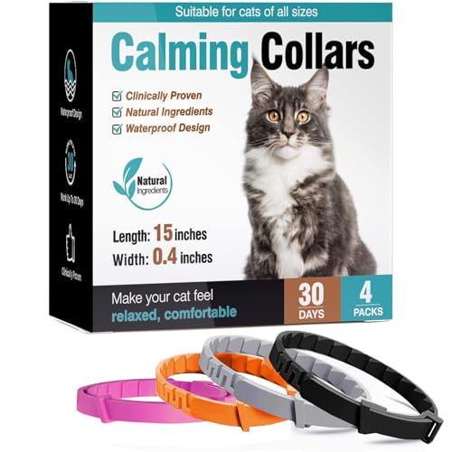 YAIOUTIY Beruhigendes Halsband für Katzen, Pheromon-Halsband, wasserabweisend und verstellbar, für Katzen, 4 Stück von YAIOUTIY