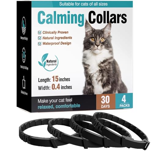 YAIOUTIY Beruhigendes Halsband für Katzen, Pheromon-Halsband, wasserabweisend und verstellbar, für Katzen, 4 Stück von YAIOUTIY