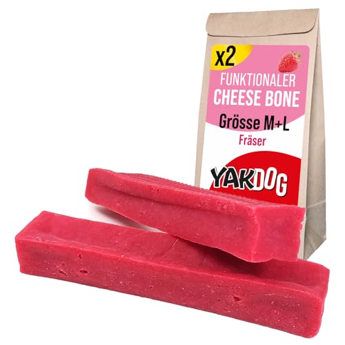 YAKDOG - Käsesticks für Hunde - Erdbeeren - Langanhaltende Kausnacks - 100% Natürlich - Traditionelles Himalaya-Rezept - Hergestellt in Belgien - Größe ML von YAKDOG