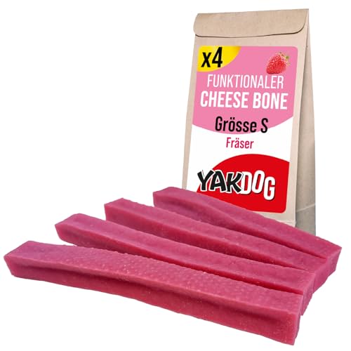 Yakdog Health+ - Käse-Kausnacks Für Hunde S - Erdbeere Relax - Beruhigend & Verdauungsfördernd - Schlafhilfe - Lang Anhaltender Snack - 100% Natürlich - Himalaya-Rezept - Hergestellt In Belgien von YAKDOG