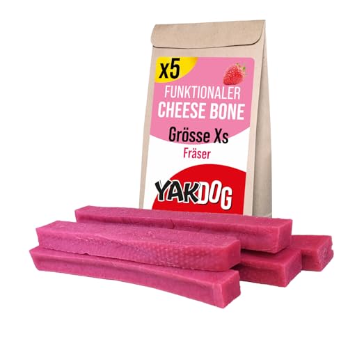 YAKDOG - Käsesticks für Hunde - Erdbeeren - Langanhaltende Kausnacks - 100% Natürlich - Traditionelles Himalaya-Rezept - Hergestellt in Belgien - Größe XS von YAKDOG