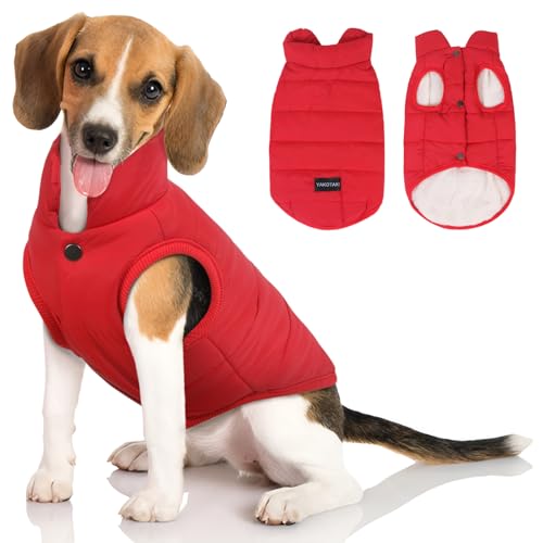 Hundemantel, Hundejacke, dreilagig, Premium-Fleece gefüttert, wasserdichte und winddichte Oberfläche, hoher Kragen für Nackenschutz, Wintermantel für kleine, mittelgroße und große Hunde von YAKOTAKI