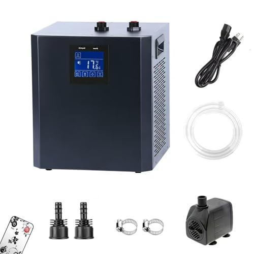 YAKUST Aquarium Chiller, Fish Tank Chiller,1/3 PS Active Aqua Chiller for Axolotl, Aquarium Cooler with LED Display, Pipe, Water Pump, Remote Control von YAKUST