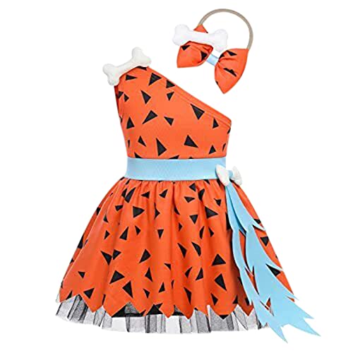 YANFJHV Adventskalender Vorlesen 10 Hundeknochen Historisches Cavegirl Mesh Tüll Kleid Prinzessin Outfits (Orange, 18-24 Months) von YANFJHV