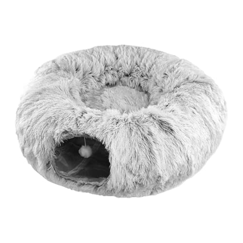 YANFJHV Furry Cat Donut Faltbarer Furry Donut Cat Furry Donut Katzenspielzeug Veränderbare Form Furry Cat Donut Weiches Furry Cat Tunnelbett Mehrzweck Furry Cat Pethouses Aus Metall (Grey, One Size) von YANFJHV