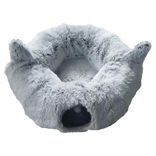 YANFJHV Furry Cat Donut Faltbarer Furry Donut Cat Furry Donut Katzenspielzeug Veränderbare Form Furry Cat Donut Weiches Furry Cat Tunnelbett Mehrzweck Furry Cat Pethouses Aus Metall (White, One Size) von YANFJHV