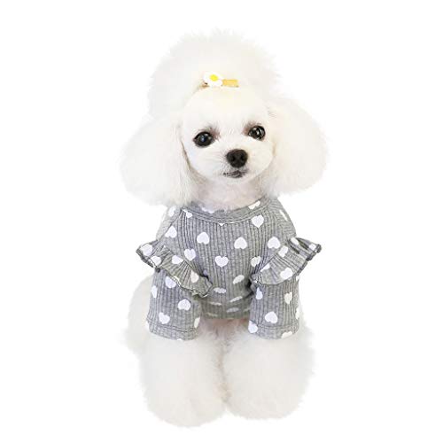 YANFJHV Haustierkleidung Winter Winter Haustierkleidung Liebe Bodenbildung Shirt Hunde Strickpullover Kaufen (Grey, L) von YANFJHV