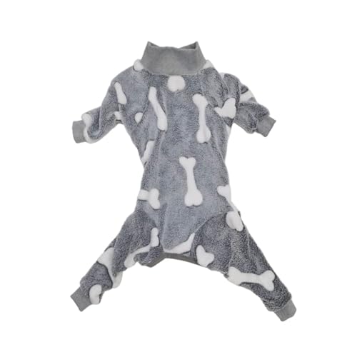 YANFJHV High Collar Dog Clothing Pajamas Autumn and Winter Dog Coat Winter Soft Warm Pajamas Suitable for Medium and Large Dogs Hundemantel Für Englische Bulldoggen (Grey, XXL) von YANFJHV