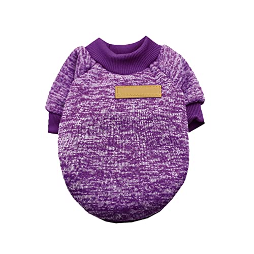 YANFJHV Hundepullover Klassischer Warmer Haustierpullover Haustierhundekleidung Strickwaren Warmer Hundepyjama für Hundewelpen Winter-Hündchen-Sweatshirt Hundemantel Mit (Purple, XS) von YANFJHV