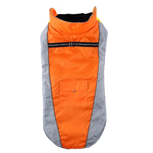 YANFJHV Reflektierende Kleidung Verstellbare Haustierkleidung Kleidung Jacken Winter Hund Große Baumwolle Haustierkleidung Wollpullover Hund (Orange, L) von YANFJHV