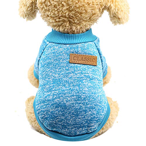 YANFJHV Warmer Welpenkampf Teddypullover Haustier Katze Hund Wolle Zweibeinige Kleidung Haustierkleidung Hundepulli (Light Blue, L) von YANFJHV