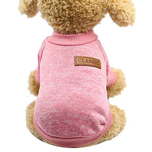 YANFJHV Warmer Welpenkampf Teddypullover Haustier Katze Hund Wolle Zweibeinige Kleidung Haustierkleidung Hundepulli (Pink, L) von YANFJHV