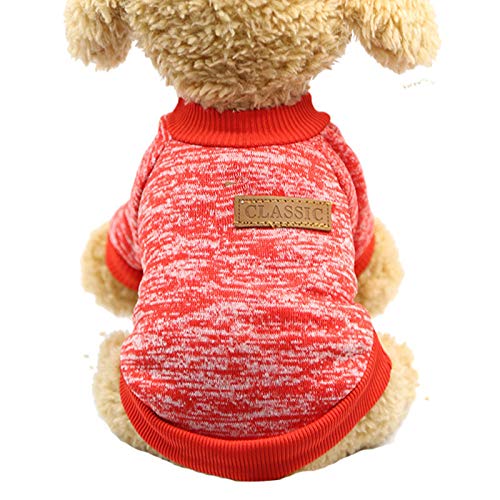 YANFJHV Warmer Welpenkampf Teddypullover Haustier Katze Hund Wolle Zweibeinige Kleidung Haustierkleidung Hundepulli (Red, L) von YANFJHV