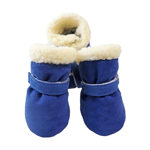 YANFJHV Winter-Haustier (Hund/Katze) Schneestiefel tragen rutschfeste Sohlen, Dicke Plüsch-Haustierschuhe, sehr kalt und schneesicher Hausschuhe Weihnachten (Blue, S) von YANFJHV