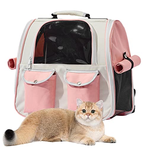 YANFU Hundetragetaschen | Atmungsaktiver Haustier-Katzen-Hundetasche-Tragerucksack | Komfortable Haustiertragetasche mit Mehreren Taschen für kleine bis mittelgroße Katzen auf Reisen, beim Wandern von YANFU