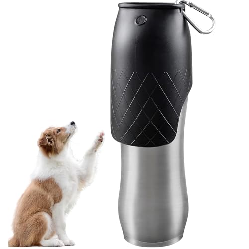 YANGUN Hunde Wasserflasche aus Edelstahl, 750ml Wasserflasche Hund, Isolierte Edelstahl Hundetrinkflasche, Edelstahl trinkflasche Hund für Unterwegs,Training, Reise und Wandern von YANGUN