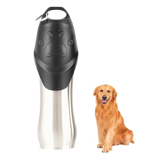 YANGUN Hundetrinkflasche für unterwegs, 750ml Edelstahl Trinkflasche Hund, Tragbare Haustier Wasserflasche, Hunde Wasserspender Reise Zubehör für Wandern und Campen von YANGUN