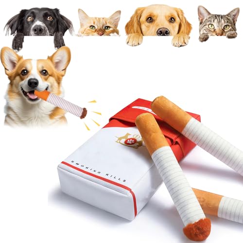 YANGUN Kichern Puff Stick Spielzeug mit einer Box, lustiges Hundespielzeug, Hundespielzeug Lustiges Kichern Quietschspielzeug, Hund Zigarettenform Spielzeug für Mittlere, Kleine und Große Hunde von YANGUN