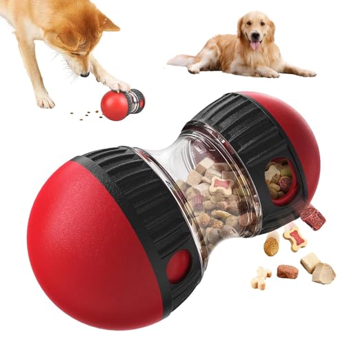 YANGUN Rolling Feeder Hundespielzeug, Interaktives Hundespielzeug, Unterhaltsames Spielzeug für Hunde zur Futterausgabe, für Große/Mittlere/Kleine Aggressive Kauerrassen,Rot von YANGUN