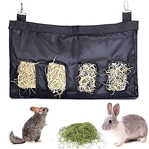 Kaninchen-Heu-Futterstation, Kaninchen-Heu-Tasche, hängender Futtersack, Heuraufe, Haustier-Futterspender Aufbewahrungstasche für Kaninchen, Kaninchen, Chinchilla, Hamster, Kleintiere (M) von YANGWX