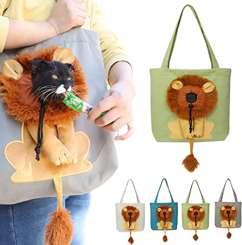 YANGYANGDA Tragbare Katzen Kleine Haustier Canvas Tote Brusttasche, Niedliche Löwenform Haustier Canvas Schultertasche Katzentrage, Haustier Tragetasche für kleine Hunde und Katzen Haustier Zubehör (A) von YANGYANGDA