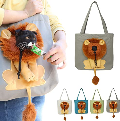 YANGYANGDA Tragbare Katzen Kleine Haustier Canvas Tote Brusttasche, Niedliche Löwenform Haustier Canvas Schultertasche Katzentrage, Haustiertrage für kleine Hunde und Katzen Haustierbedarf (D) von YANGYANGDA